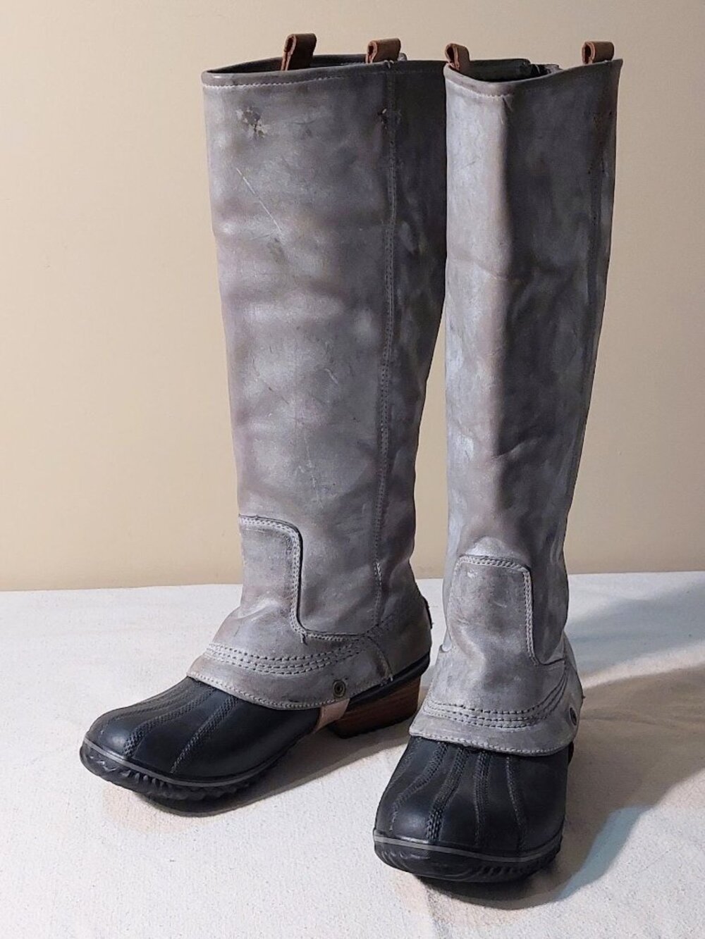 Sorel Gray Slimpack Equestrian Tall Riding Boots Black Soles Size: 8.5